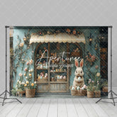 Aperturee - Aperturee Green Floral House Bunny Eggs Easter Photo Backdrop